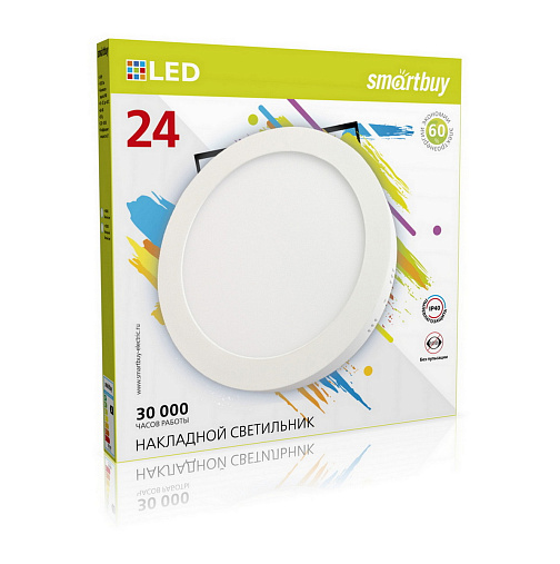 Светильник светодиодный НПО 24Вт накладной круглый Smartbuy (SBL-RSDL-24-6500K): фото 1