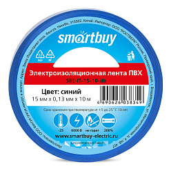 Изолента ПВХ 15 мм 10 метров ПРОФИ синяя Smartbuy