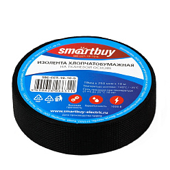 Изолента ХБ автомобильная, 19х10, черная Smartbuy SBE-CCT-19-10-b