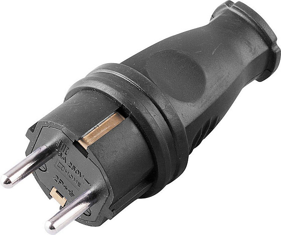 Вилка евро с з/к (Каучуковая прямая) 16A 230В IP44 2P+PE Smartbuy: фото 1