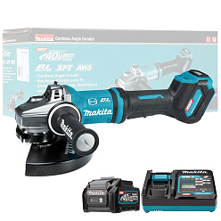 Машина шлифовальная угловая аккумуляторная MAKITA GA038GM101 (BL-Motor,40В/4.0Ач/XGT,BL4040+DC40RA,230мм)
