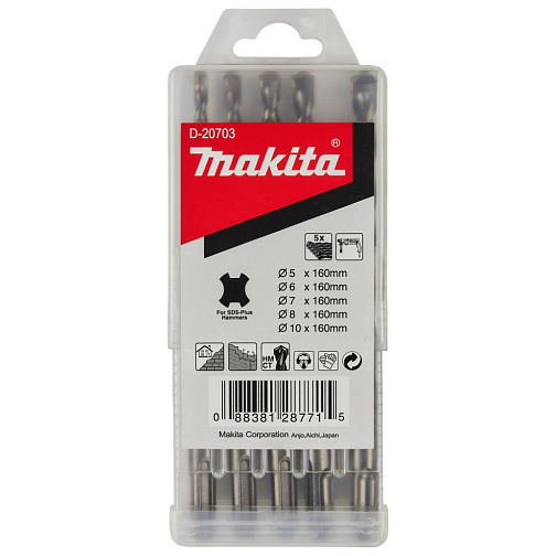 Набор буров SDS-Plus MAKITA 5 шт: 5,6,7,8,10х160мм/D-20703: фото 1