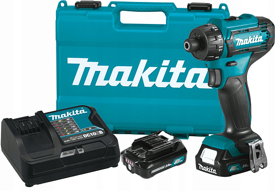 Аккумуляторная дрель-шуруповерт MAKITA DF033DWAE (12В,2*2.0Ач/CXT,1/4