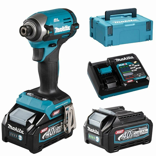 Шуруповерт аккумуляторный ударный MAKITA TD003GA201 (BL-Motor,40В,2*2.0Ач/XGT,1/4