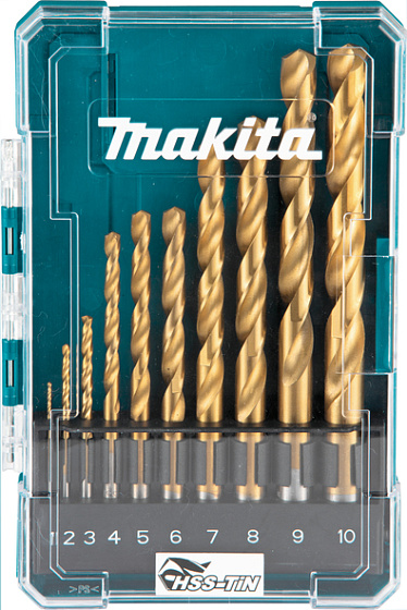 Набор сверл по металлу 1,0-10,0 мм 10 шт. MAKITA HSS-TiN Economy/D-72849: фото 1