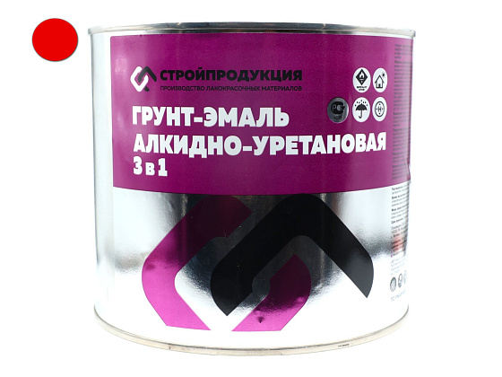 Грунт-эмаль 3 в 1 КРАСНЫЙ (банка 2,5 кг, 1.92л): фото 1