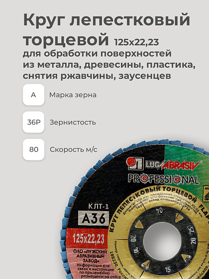 Круг лепестковый торцевой 125х22 14А Р 36(50): фото 3