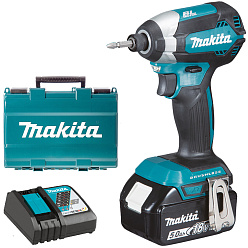 Шуруповерт аккумуляторный ударный MAKITA DTD153RT (BL-Motor,18В,1*5.0Ач/LXT,1/4",170Нм,кейс) **