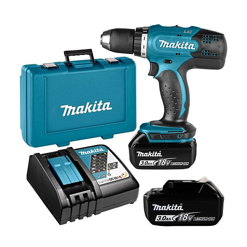 Аккумуляторная дрель-шуруповерт MAKITA DDF453RFE (18B,2*3.0Ач/LXT,42Нм,кейс): фото 1