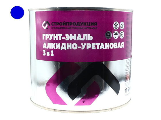 Грунт-эмаль 3 в 1 СИНИЙ (банка 2,5 кг, 1.92л): фото 1