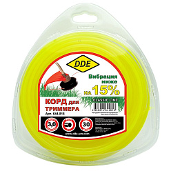 Леска триммерная DDE "Classic Line" (3.0мм,желтый/круглая,30м)/644-818