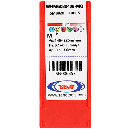 Пластина WNMG 080408 - MQ SM8020 получистовая по нержавеющей стали SENO: фото 3
