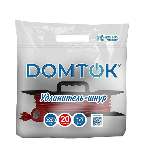 Удлинитель-шнур на рамке ПВС 2*1, 2,2кВт, без заземления, 20м DOMTOK 2474: фото 3