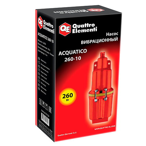 Насос вибрационный QUATTRO ELEMENTI ACQUATICO 260-10 (250Вт,верх.забор,1080л/час,H=60м,D-100мм,провод10м)/910-324: фото 2