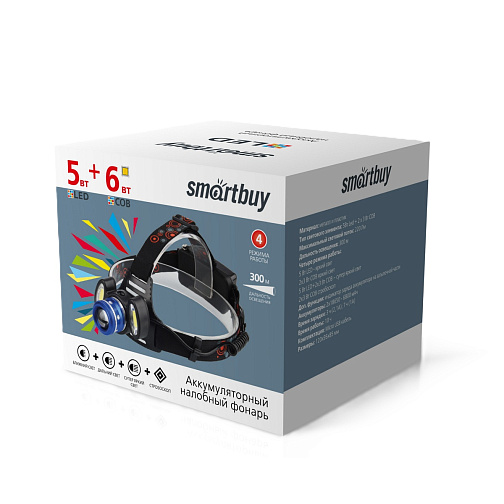 Фонарь аккумуляторный налобный фонарь 15 Вт Smartbuy (SBF-HL028)/50: фото 3