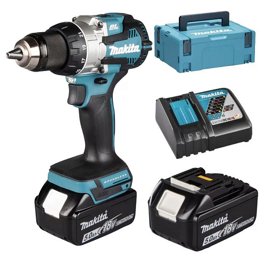 Аккумуляторная дрель-шуруповерт MAKITA DDF489RTJ (BL-Motor,18B,2*5.0Ач/LXT,73Нм,кейс): фото 1