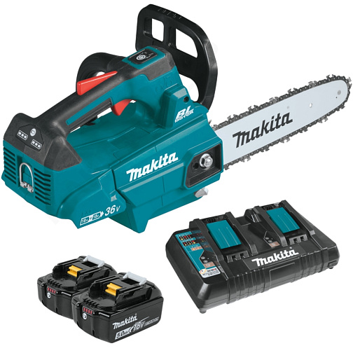 Пила цепная аккумуляторная MAKITA DUC356PT2 (BL-Motor,1100Вт,36В/2х18В/5.0Ач/LXT,шина35см,шаг3/8