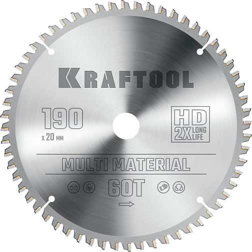 Диск пильный по алюминию 190*20*60T KRAFTOOL Multi Material/36953-190-20: фото 1