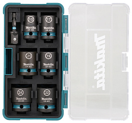 Набор головок ударных MAKITA IMPACT BLACK (1/2",7шт:13,17,19,21,22,24мм,адаптер,футляр)/E-16592