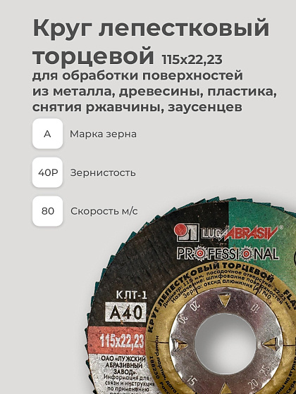 Круг лепестковый торцевой 115х22 14А Р 40(40): фото 3