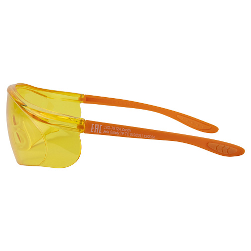 Очки защитные открытого типа с боковой защитой янтарные линзы Jeta Safety JSG-7912A: фото 3