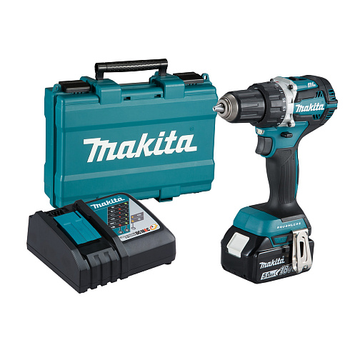 Аккумуляторная дрель-шуруповерт MAKITA DDF484RT (BL-Motor,18B,1*5.0Ач/LXT,54Нм,кейс): фото 1