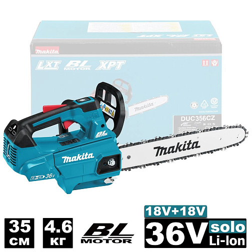 Пила цепная аккумуляторная MAKITA DUC356Z (BL-Motor,1100Вт,36В/2х18В/LXT,35см,3/8