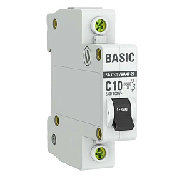 Автоматический выключатель 1п 10А (C) 4,5кА ВА 47-29 EKF Basic