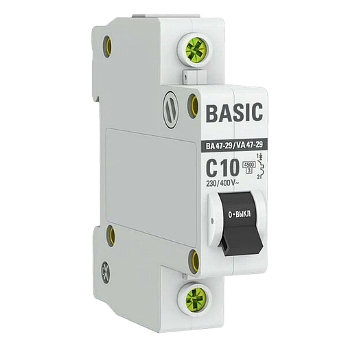 Автоматический выключатель 1п 10А (C) 4,5кА ВА 47-29 EKF Basic: фото 1