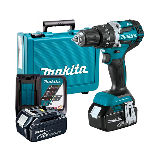Аккумуляторная дрель-шуруповерт MAKITA DDF484RME (BL-Motor,18B,2*4.0Ач/LXT,54Нм,кейс): фото 1