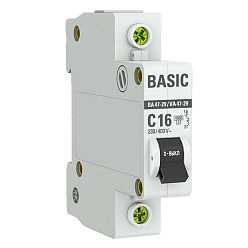 Автоматический выключатель 1п 16А (C) 4,5кА ВА 47-29 EKF Basic