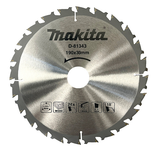 Диск пильный по дереву 190*30*1.6 мм 24Т MAKITA STANDARD/D-81343: фото 1