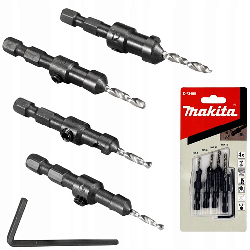 Набор сверл по дереву с зенкерами MAKITA (1/4