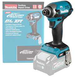 Шуруповерт аккумуляторный ударный MAKITA TD003GZ (BL-Motor,40В/XGT,1/4",210Нм,без акк.и з/у) **