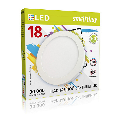 Светильник светодиодный НПО 18Вт накладной круглый Smartbuy SBL-RSDL-18-4000K: фото 1