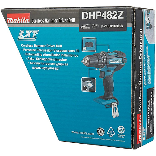 Аккумуляторная ударная дрель-шуруповерт MAKITA DHP482Z (18B/LXT,62Нм,без акк.и з/у): фото 2
