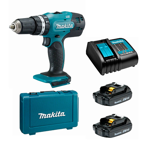Аккумуляторная ударная дрель-шуруповерт MAKITA DHP453SYE (18B,13мм,2*1.5Ач/Li-Ion,42/27Нм,кейс): фото 1