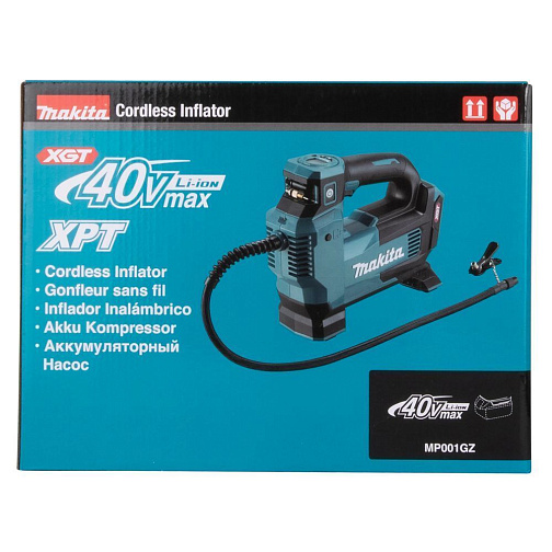 Компрессор автомобильный аккумуляторный MAKITA MP001GZ (40В/XGT,11.1бар,24/12/7л/мин,4насадки): фото 5